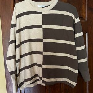 Striped Dark green  and Tan Sweater